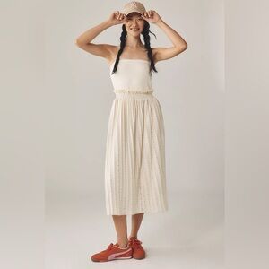 Anthropologie‎ $286 Sundays Cream Strapless Midi Dress Large
